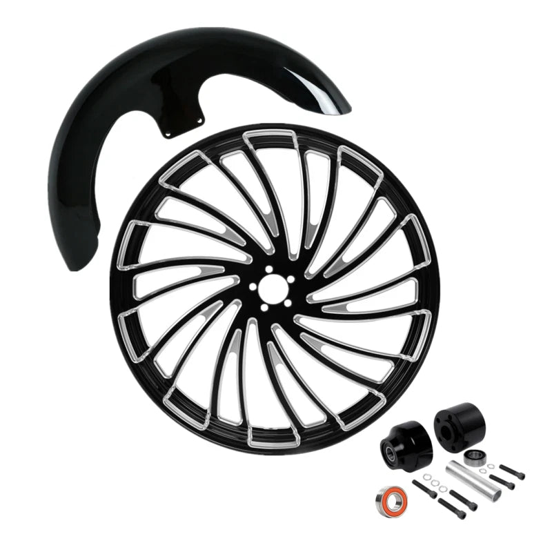 23" Front Wheel Rim & Single Disc Hub Fender for Harley Touring (2008–Present)