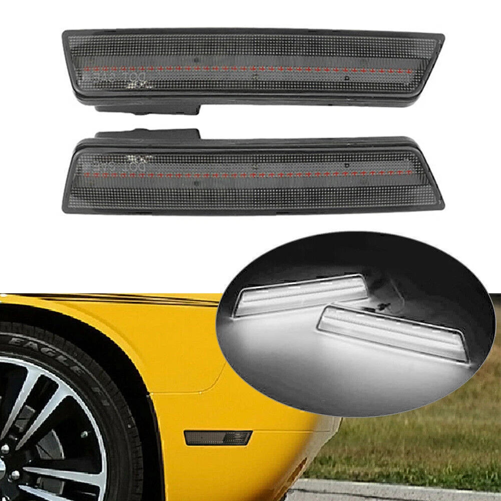 2X Rear Side Marker Light for Dodge Challenger Charger (2015–2023) Black Shell White Light