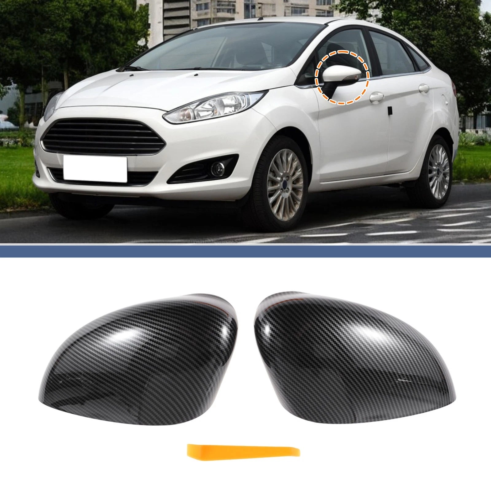 Mirror Cover Cap Set for Ford Fiesta MK7 (2008–2017)