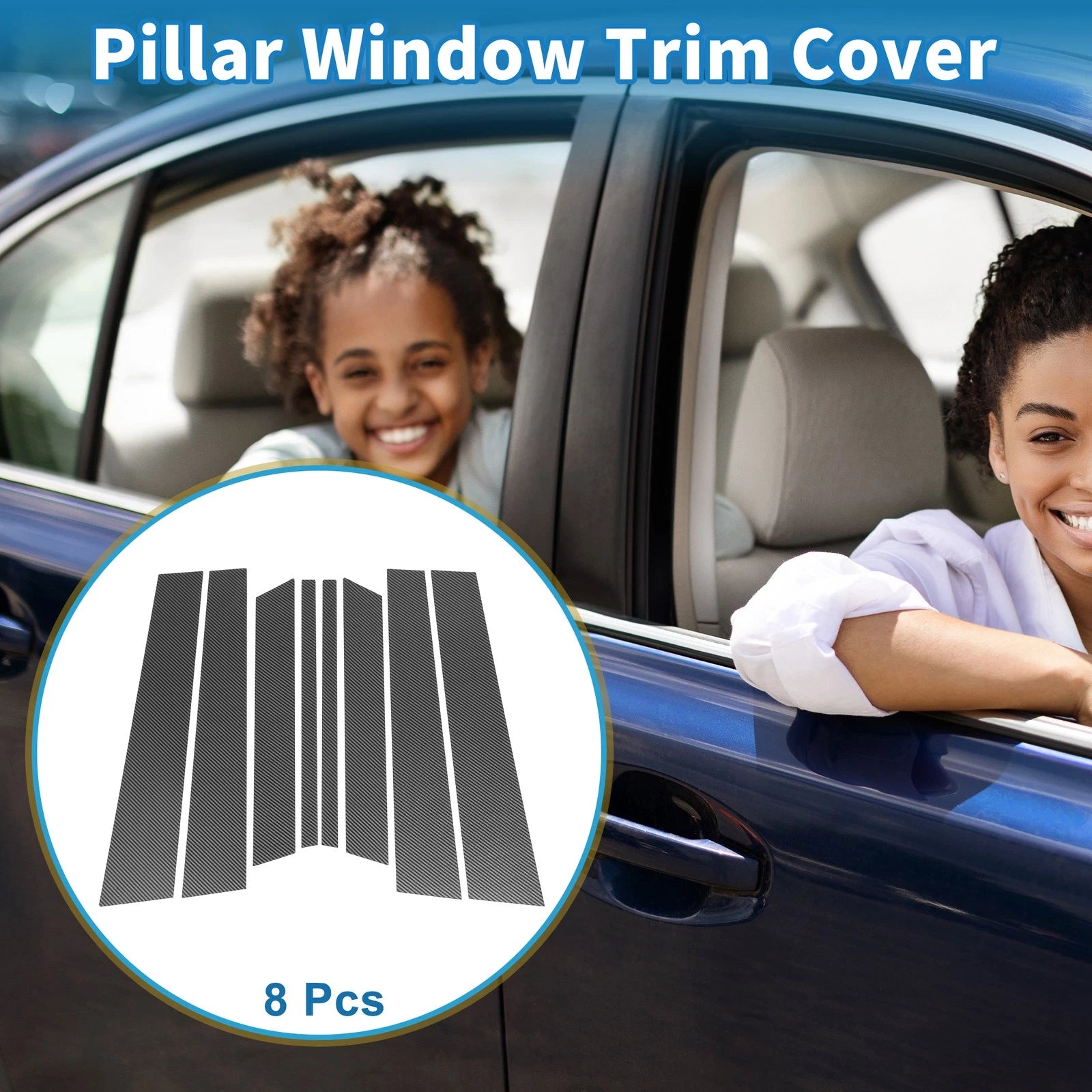 Door Pillar Window Trim Kit Carbon Fiber Pattern for Ford Territory (2011–2021)
