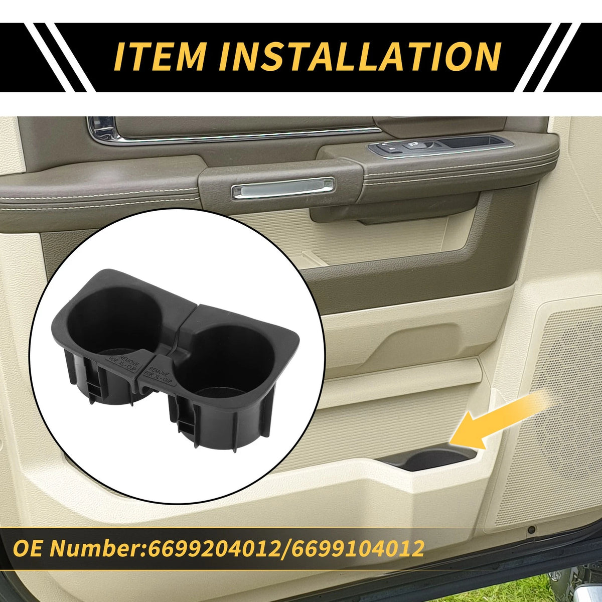 Center Console Cup Holder Insert Set for Toyota Tacoma 2016–2023