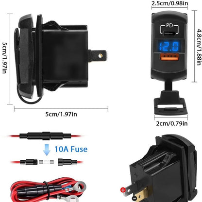 Dual USB Car Charger with Fast Charging and Digital Display Screen