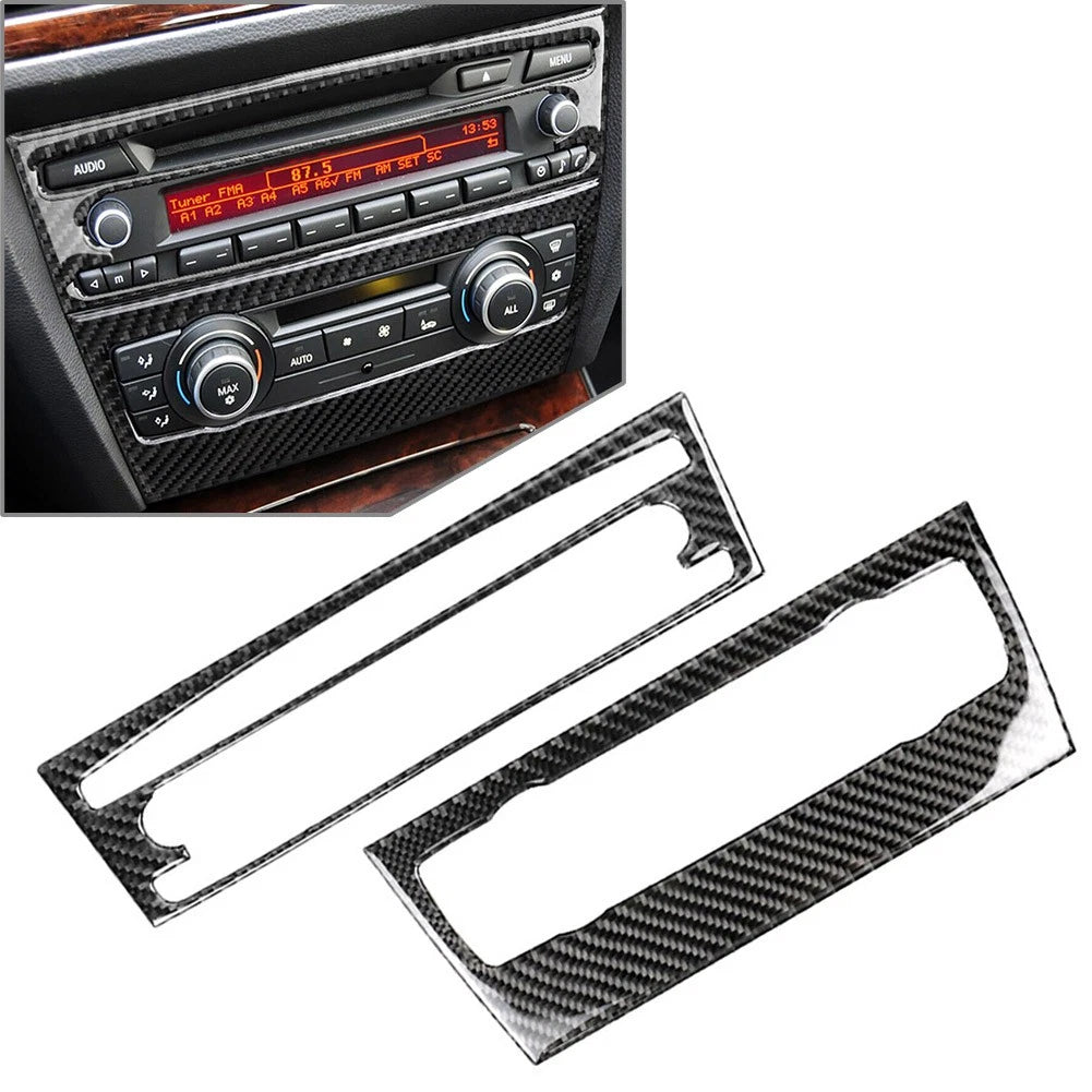 Carbon Fiber Console CD Panel Cover Trim For BMW 3 Series E90 E92 E93 2005-2012