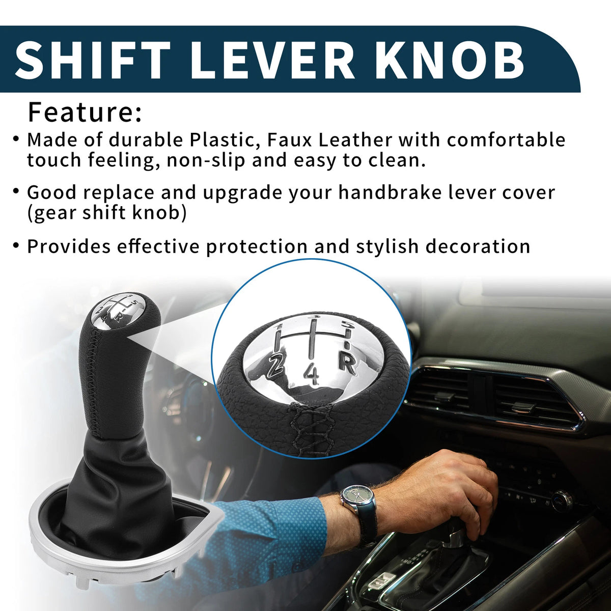 5 Speed Manual Gear Shift Knob with Cover for Renault Clio (2005–2014)