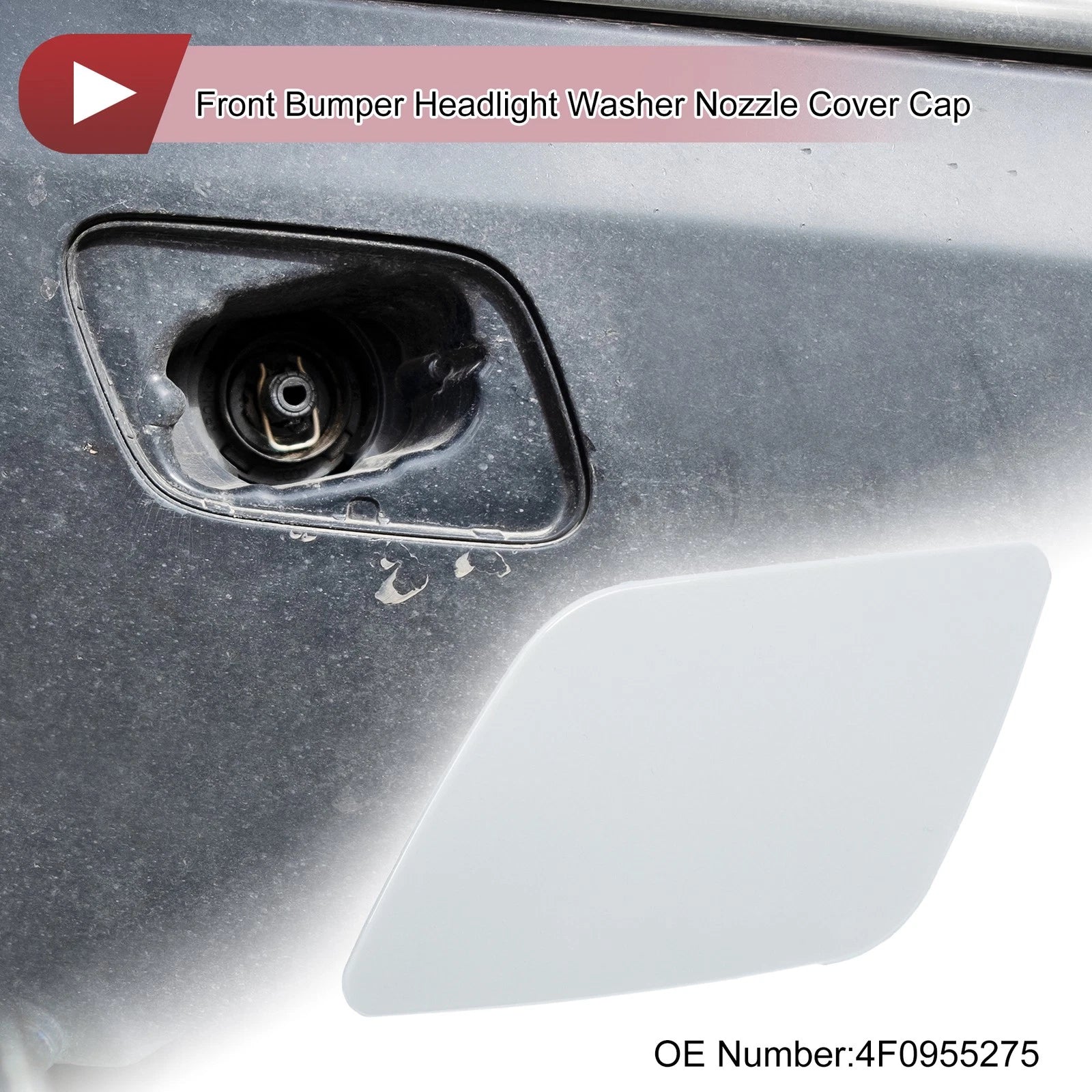 Front Left Washer Nozzle Cover Replacement for Audi A6 (2005–2008) White