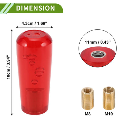 Cylindrical Crystal Shift Knob for Universal Fit (10cm, Red, Set of 1)