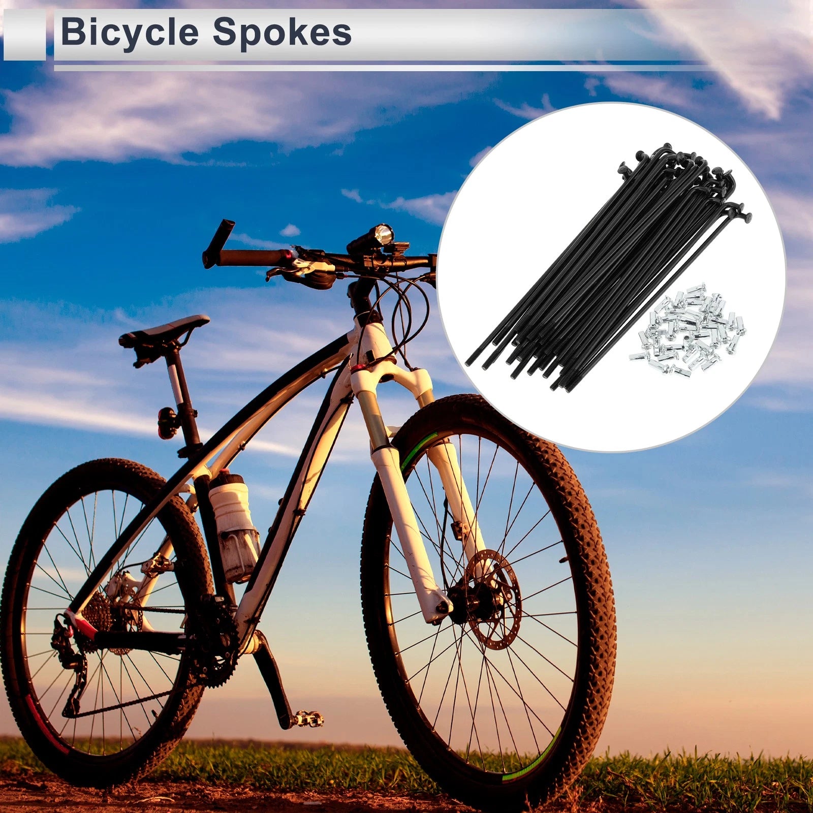 Set Bicycle Spokes Nipple 12G 114mm Carbon Steel Replacement Universal
