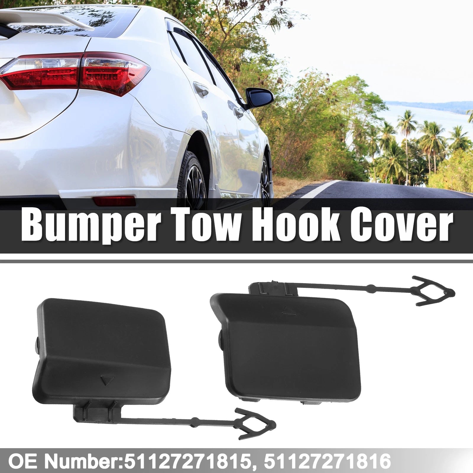 Rear Tow Eye Hook Cap Pair Left Right Fit for BMW X5 (2000–2006)