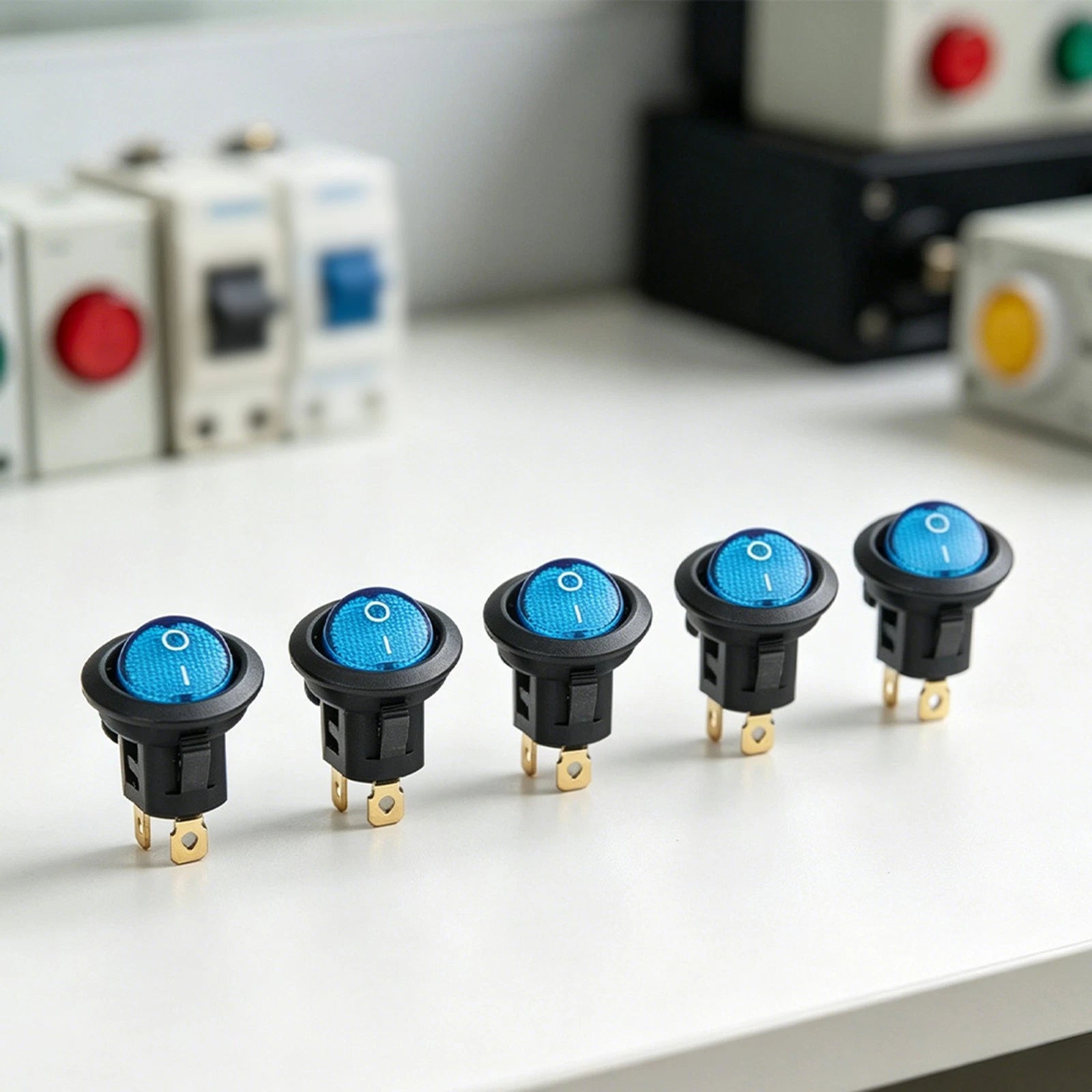 Blue LED Round Rocker Switch for Marine Auto (Waterproof)