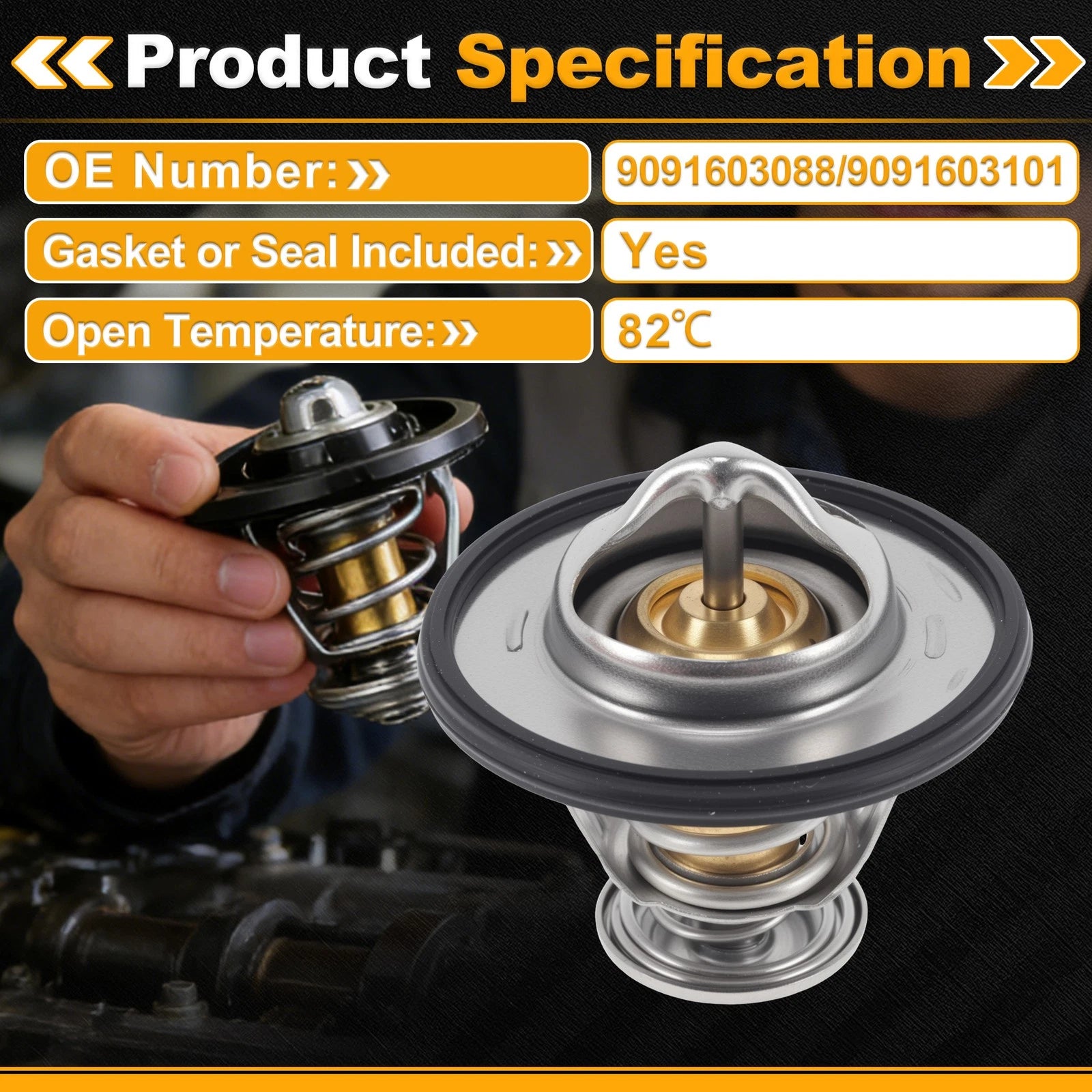 Engine Coolant Thermostat Replacement with Seal for Dodge Van 1000 (2008–2009)