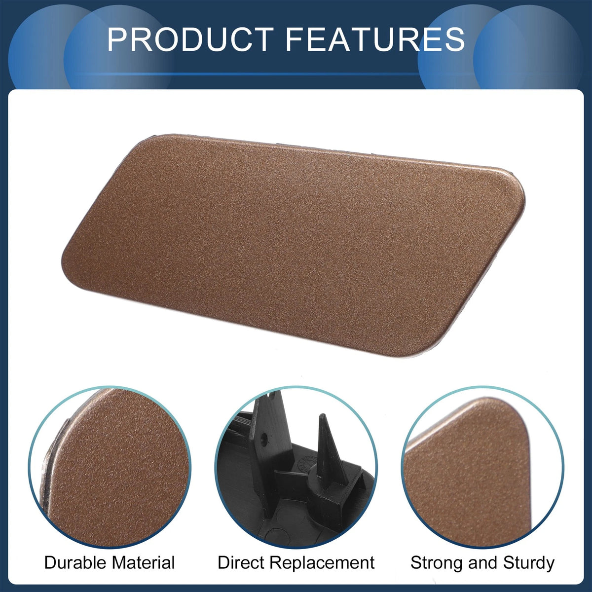 Front Left Washer Nozzle Cover Cap for Volkswagen Touareg (2011–2014) Brown