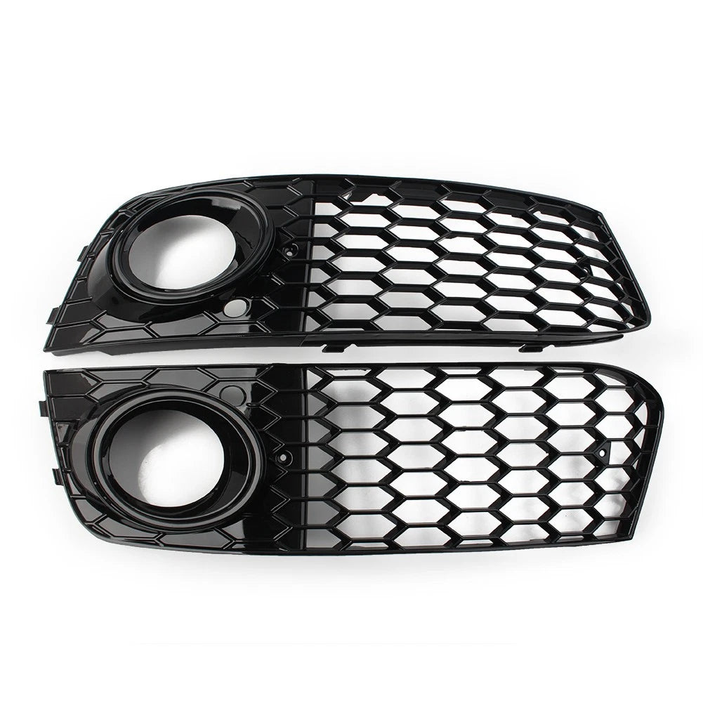 2X Front Fog Light Grille Cover for Audi A4 B8 (2009–2012) Black Hex Mesh