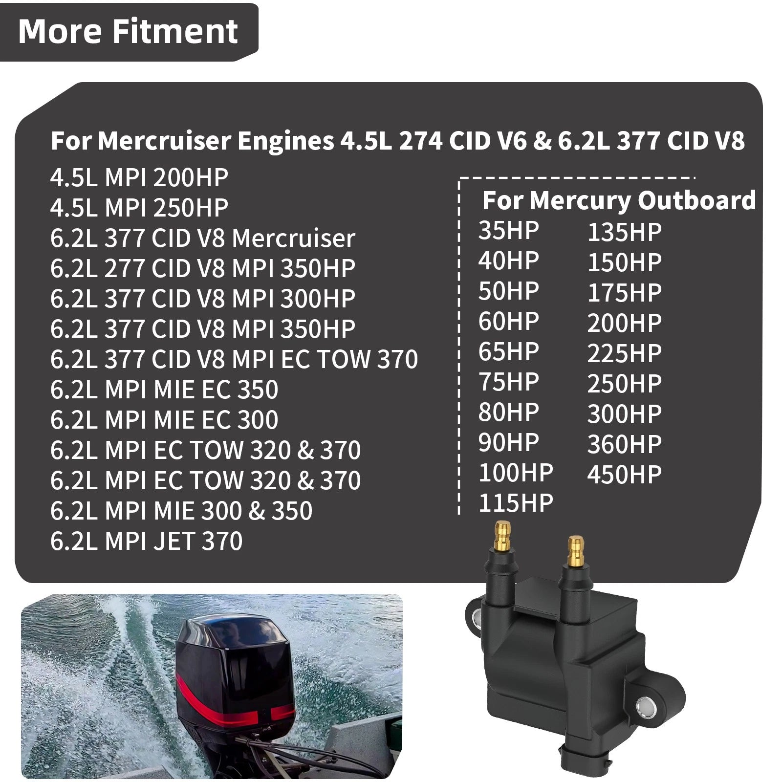 Ignition Coil for Mercury Outboard 80HP 90HP 100HP 115HP (8M0044991, 8M0029482)