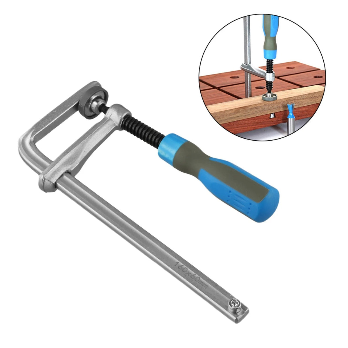 160x60mm Forged Steel Dovetail Clamp with Soft-Grip Handle for Rail Clamping