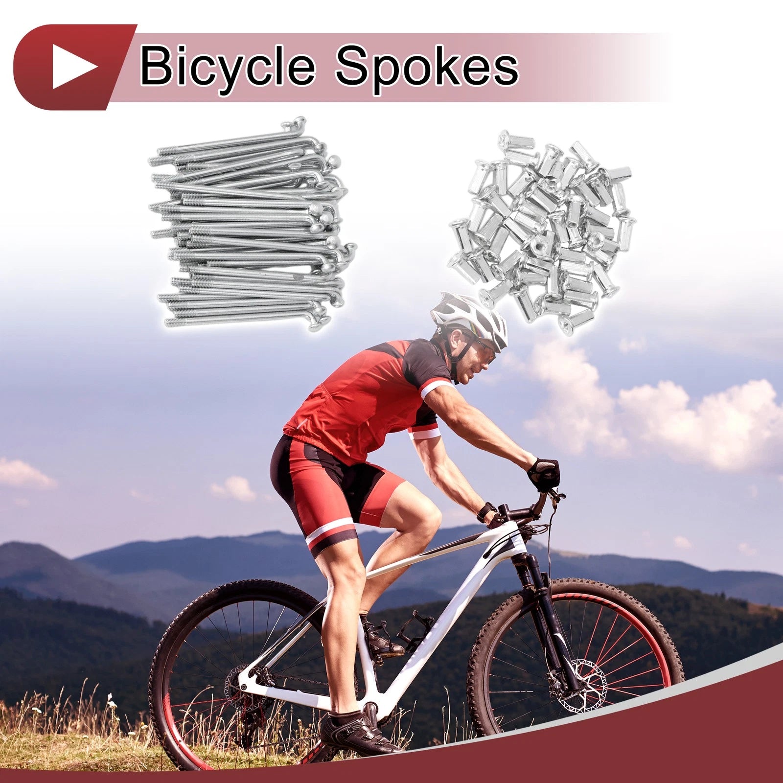 Bicycle Spokes Set 60mm Galvanized Steel for 10G Bike Wheels