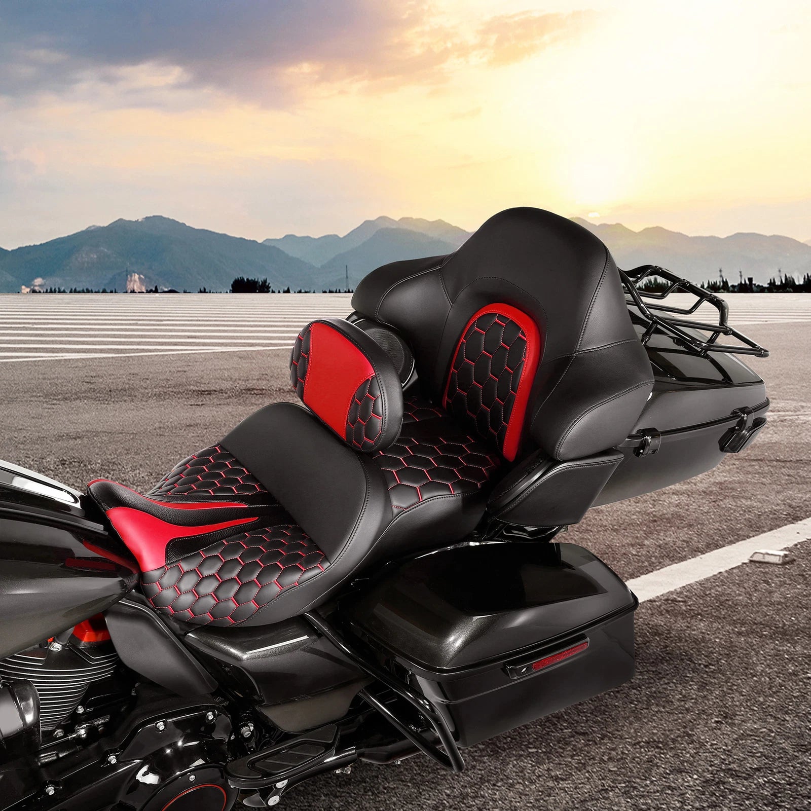 Driver Passenger Seat & Backrest Pad for Harley Road Glide (2014–2023)