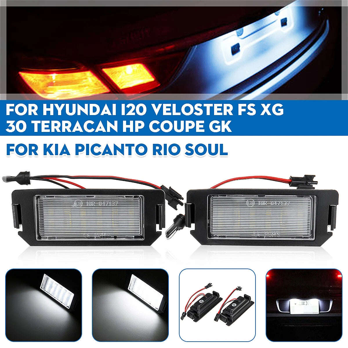LED License Plate Lights for Hyundai Ioniq Veloster Genesis Coupe Kia Soul Rio
