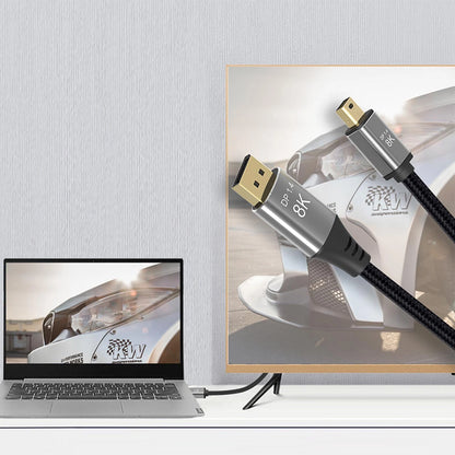 Mini DP to DP Cable Adapter for DisplayPort 1.4 (8K@60Hz, 4K@144Hz)