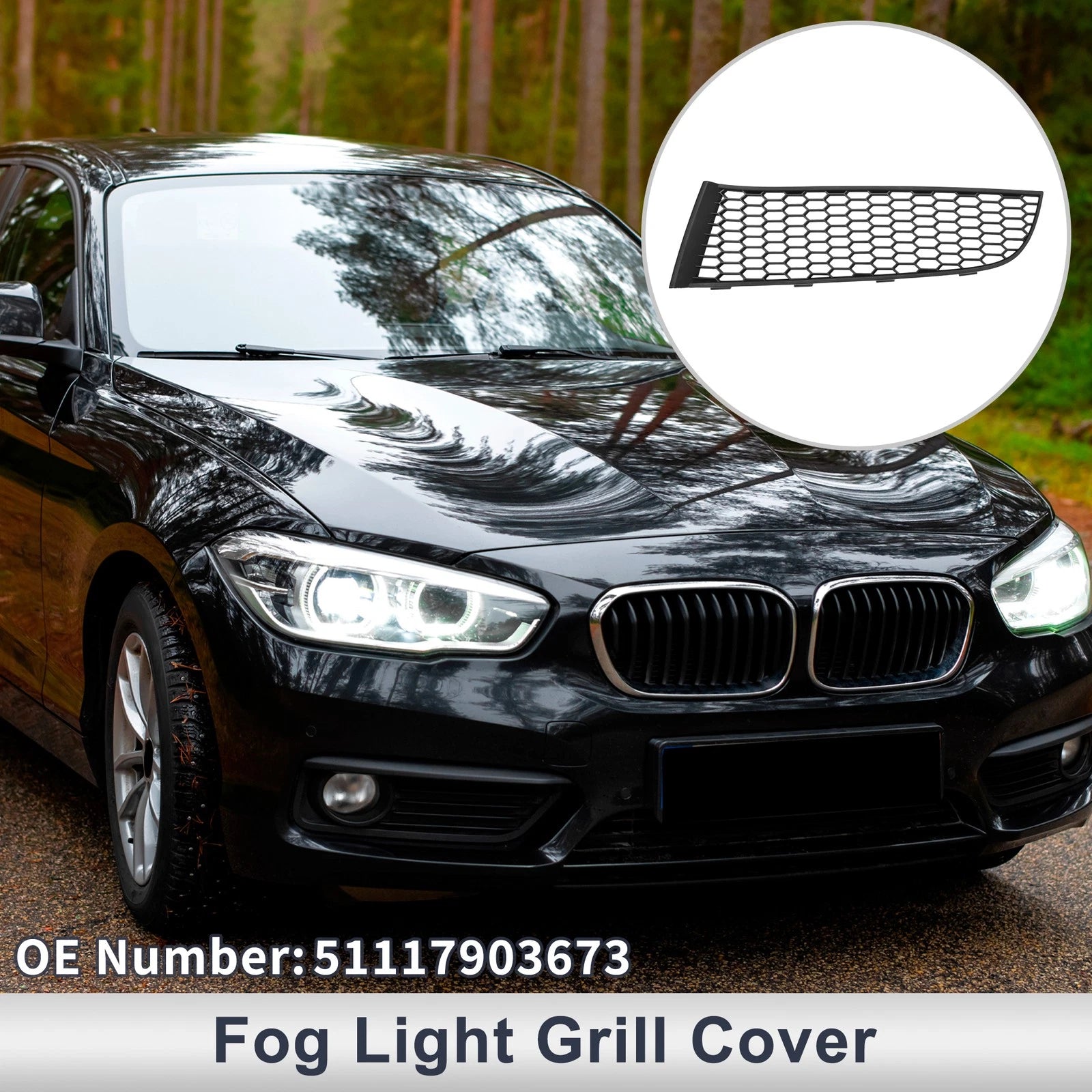 Left Front Fog Light Grill Replacement for BMW 740i (2011–2015) Black