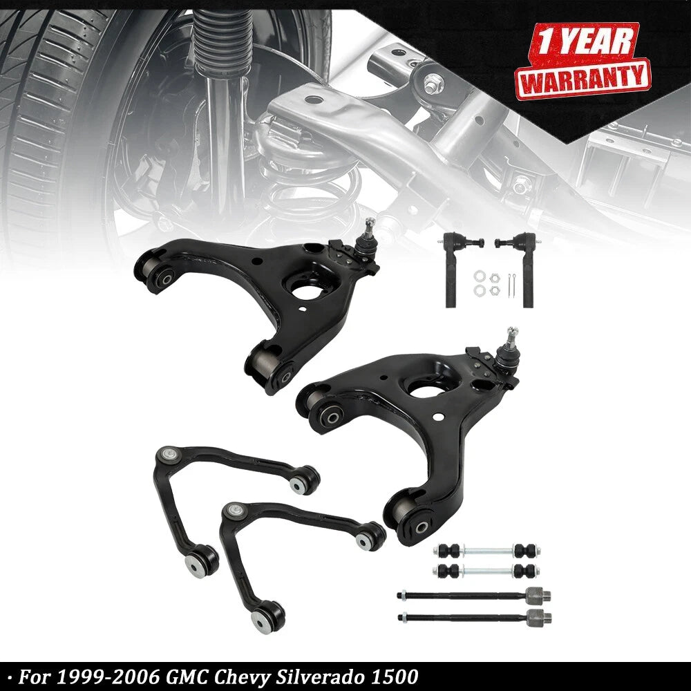 10PCS Front Control Arms Sway Bars Tie Rods Kit for Chevy Silverado 1500 (2007–2018)