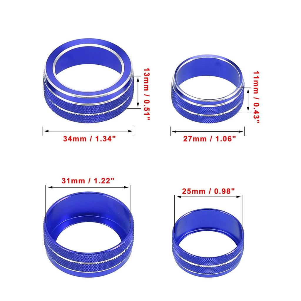 5pcs Air Conditioner Volume Switch Knob Cover Ring Blue for Honda (2005–2015)