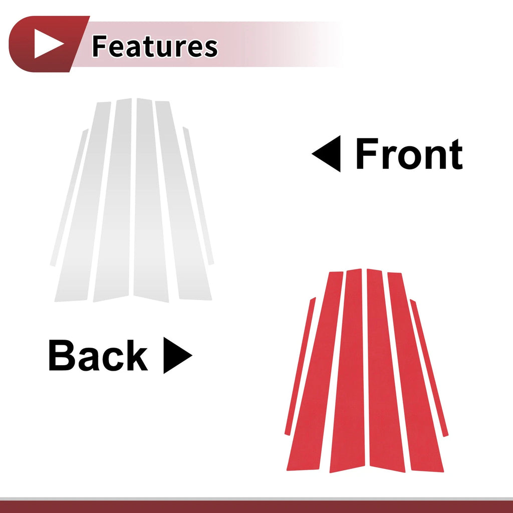Car Door Pillar Window Trim 6 Pcs Replacement for Toyota Corolla (1998–2002)