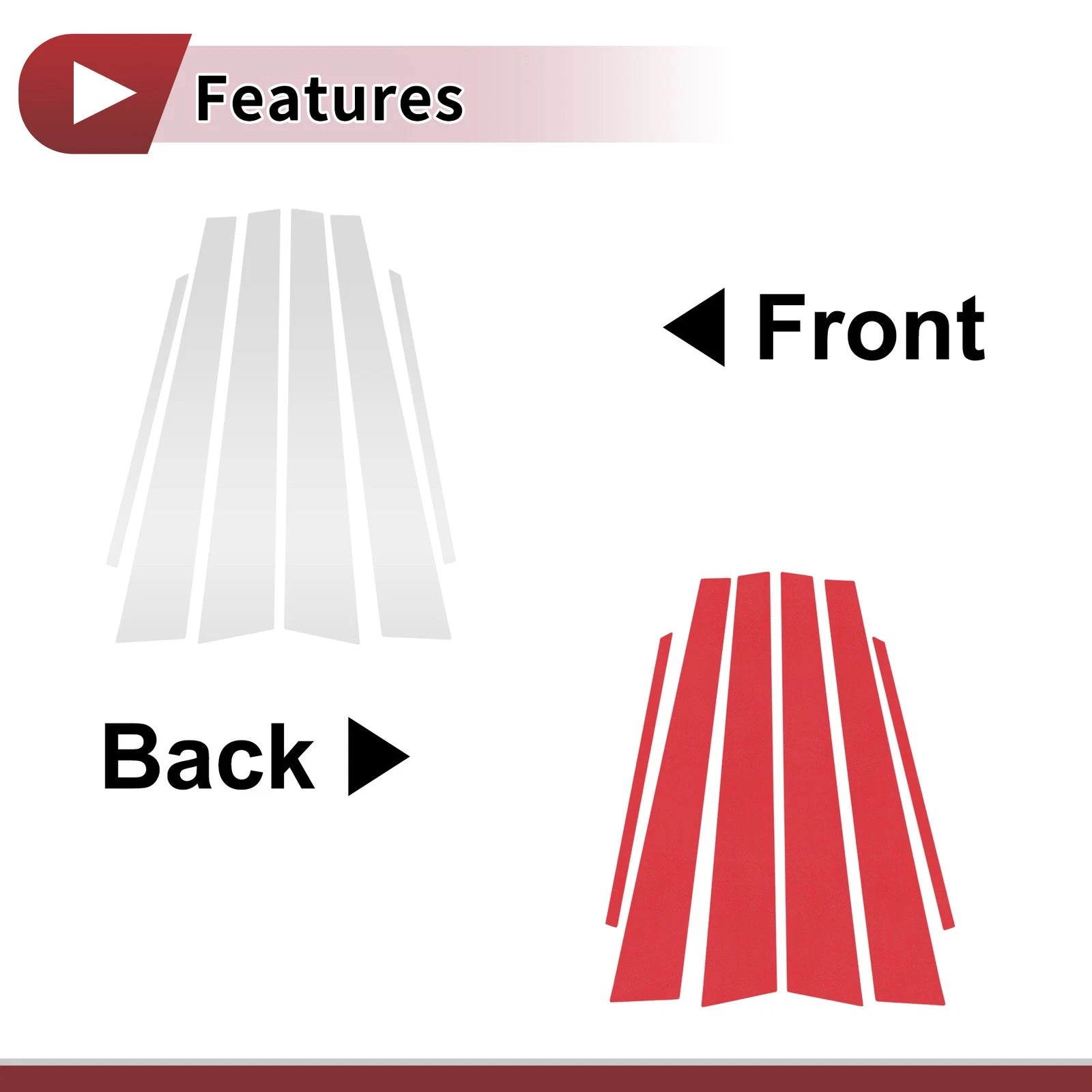 Car Door Pillar Window Trim 6 Pcs Replacement for Toyota Corolla (1998–2002)
