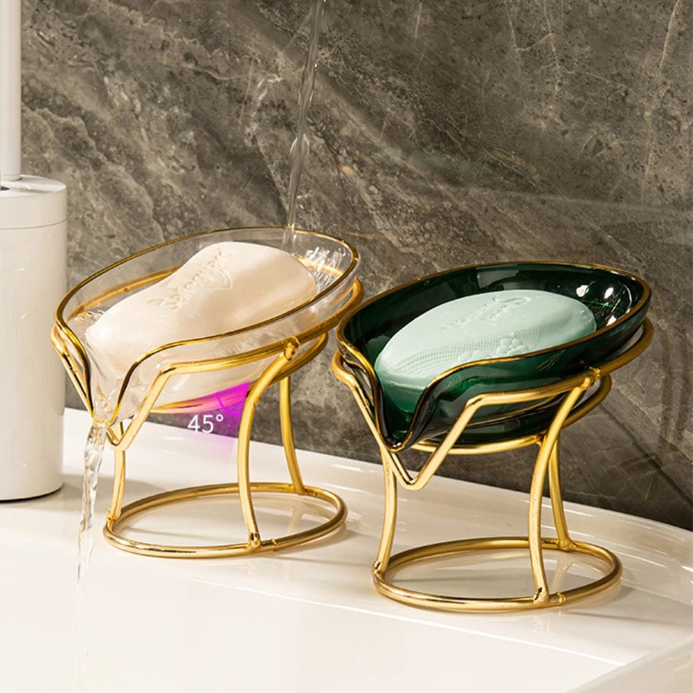 Self Draining Leaf Shaped Soap Dish for Elegant Bathroom Accessory