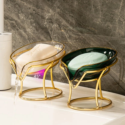 Self Draining Leaf Shaped Soap Dish for Elegant Bathroom Accessory