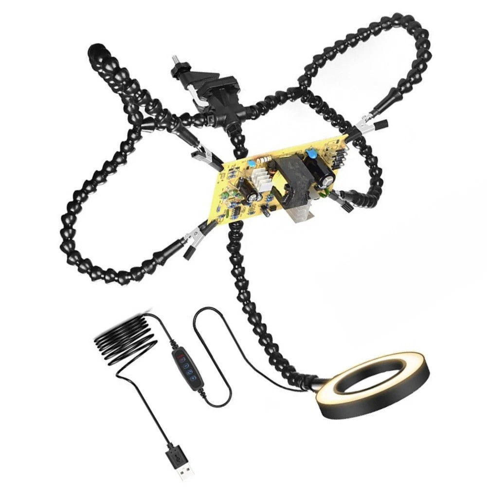 Table Mounted Soldering Aid with 360° Rotating Clamps and Silicone Jaw