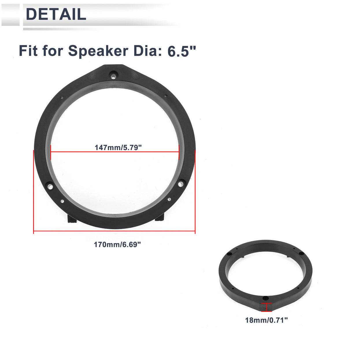 Tweeter Speaker Spacer Adapter Ring for Toyota 6.5 Inch (2PCS) (2005–2015)