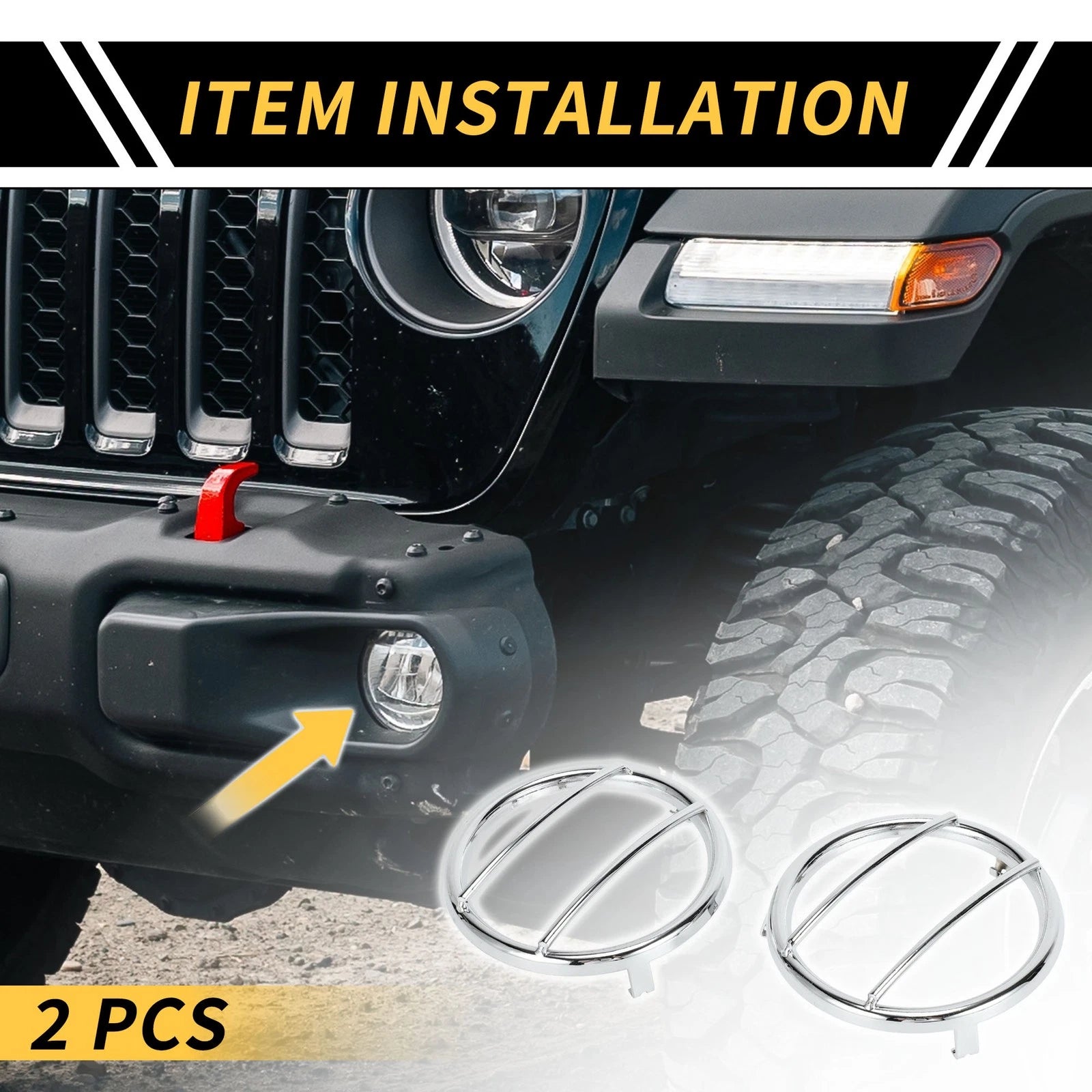 2X Turn Signal Light Grill Guard Protector Cap for Jeep Wrangler (2007–2017) Chrome