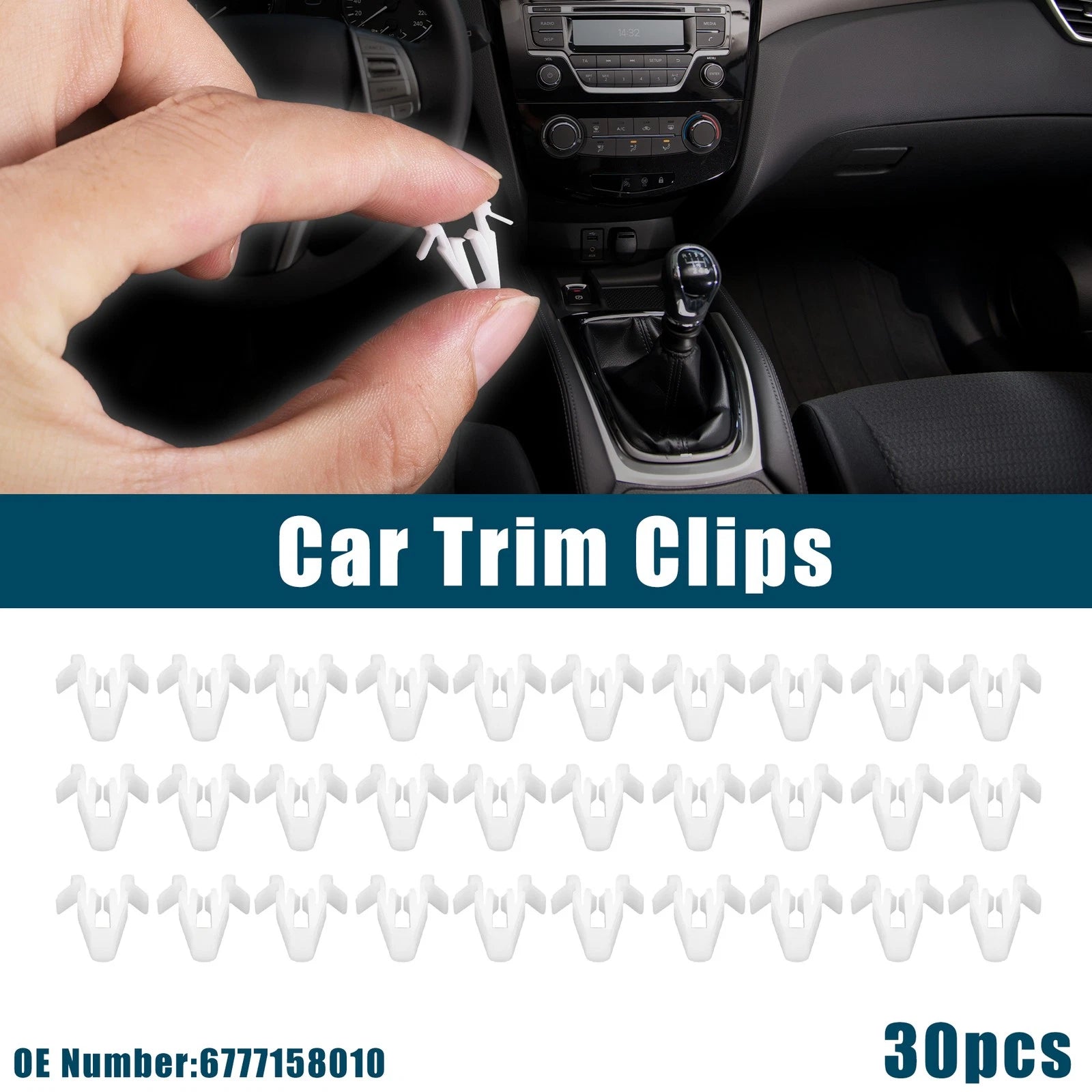 Interior Trim Retainer Clip Fastener Set for Toyota Lexus White (30 Pack)