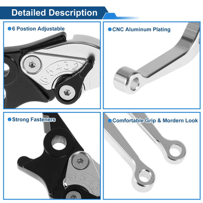 Adjustable Short Brake Clutch Lever for Yamaha YFZ 450 (2003–2006) Silver Tone