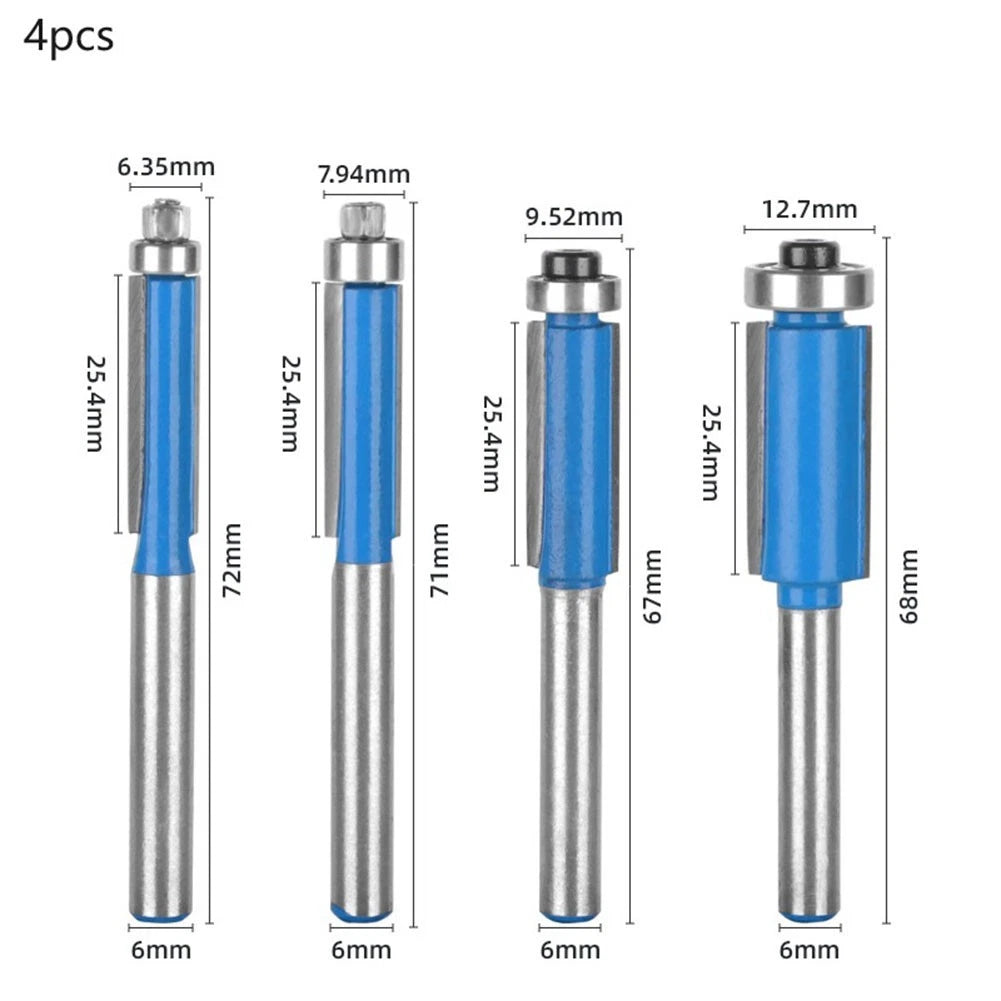 6mm Shank Milling Cutter Flush Trim Router Bit with Bearing for