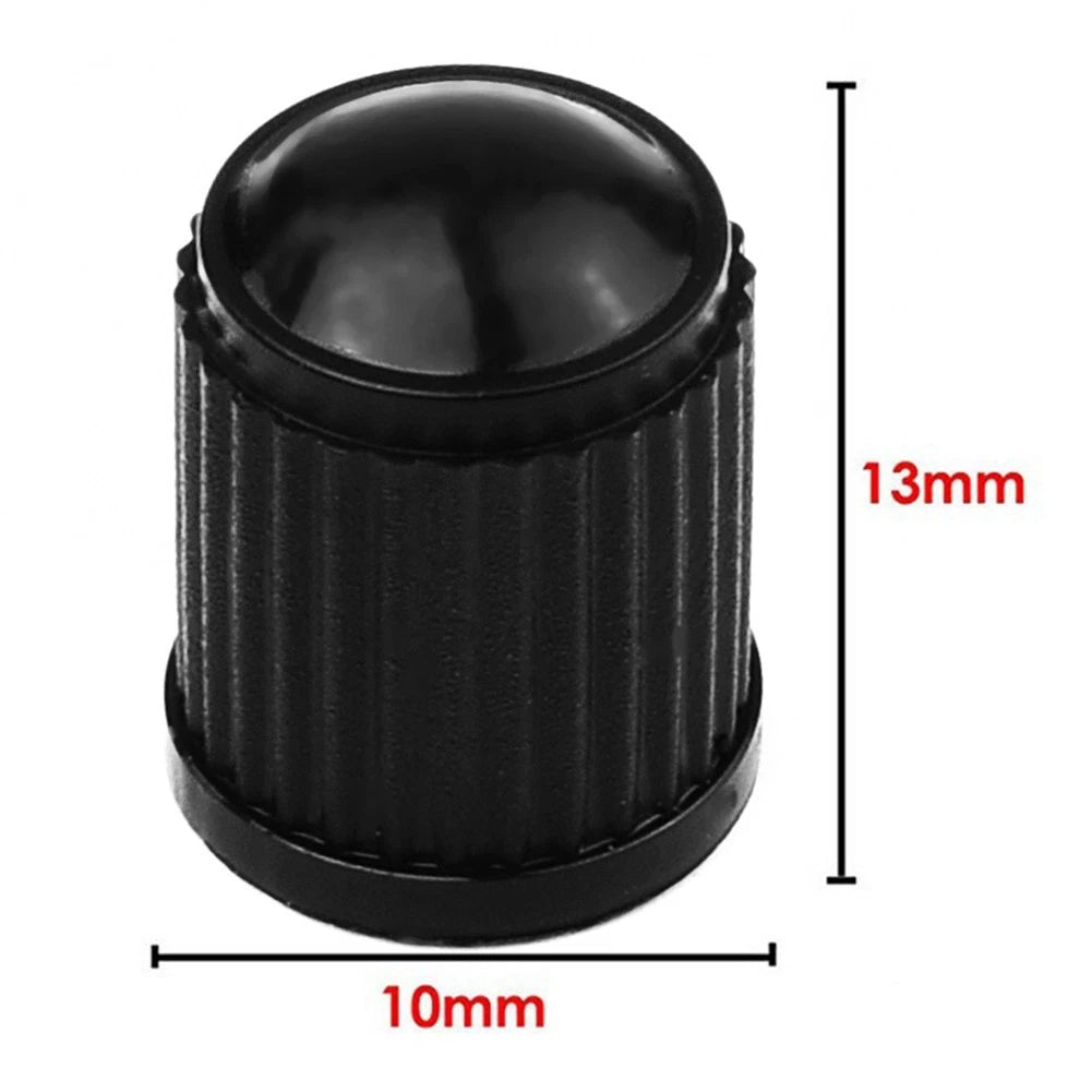 Set of 20 Valve Caps for Car Tyres - Black Plastic Dome Shape