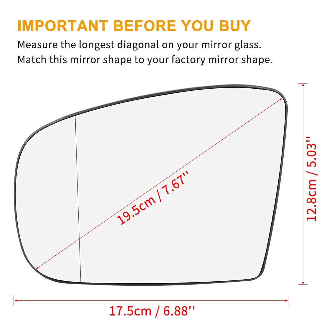 Heated Side Mirror Glass with Backing Plate Left for Mercedes-Benz GL 320 (2007–2012)