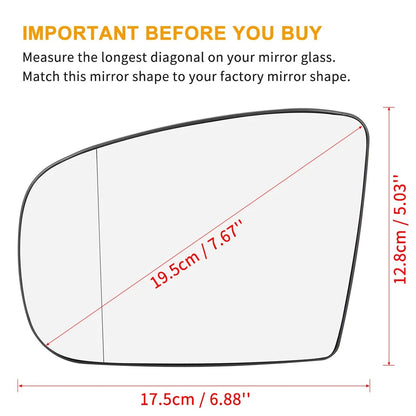 Heated Side Mirror Glass with Backing Plate Left for Mercedes-Benz GL 320 (2007–2012)