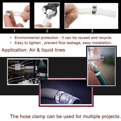 10x Stainless Steel Hose Clamps for Fuel Water Air Pipe