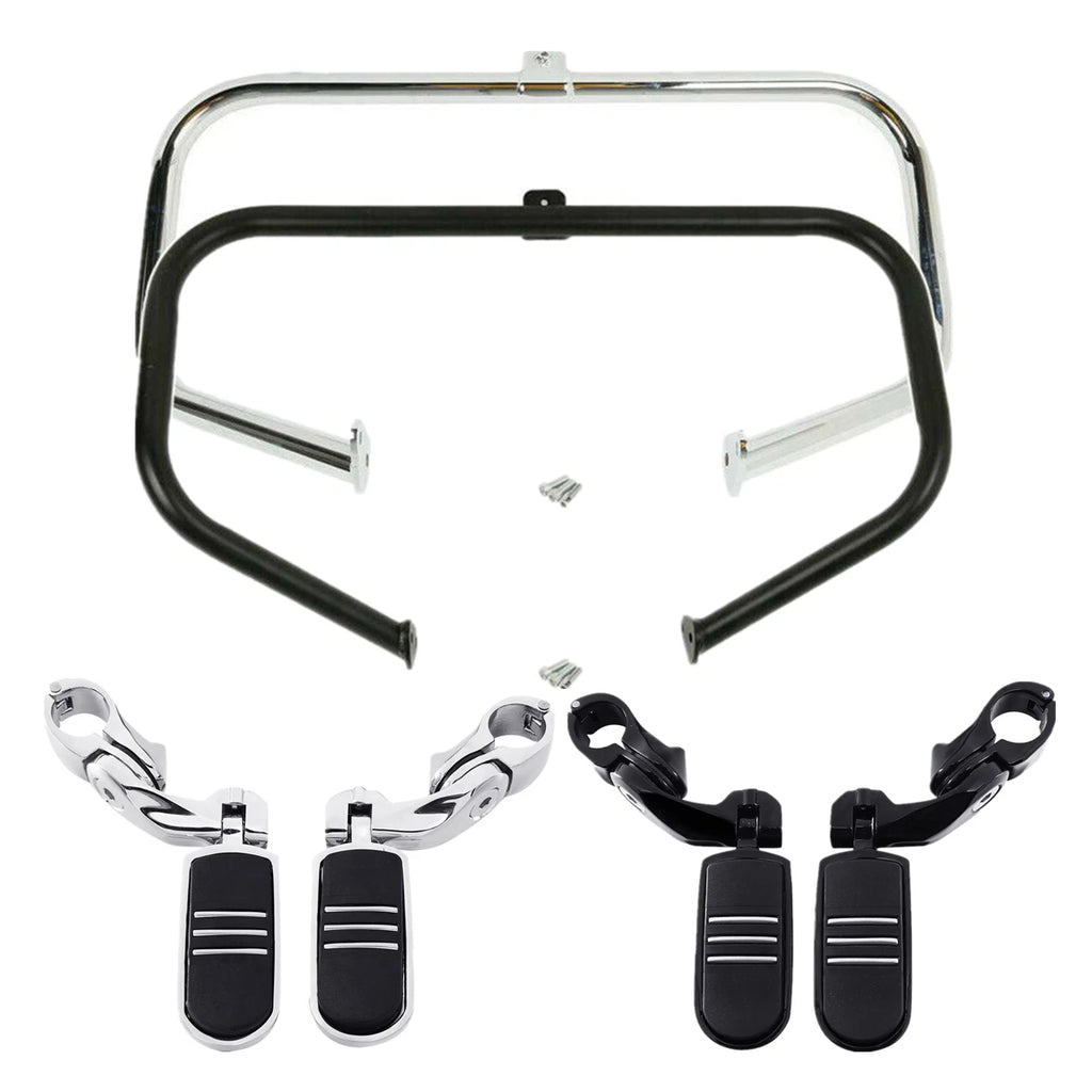 Chrome/Black Engine Guard Crash Bar for Harley Touring FL (1997–2008)