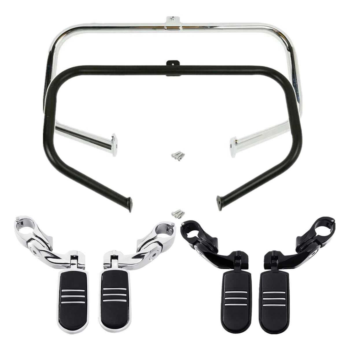 Chrome/Black Engine Guard Crash Bar for Harley Touring FL (1997–2008)