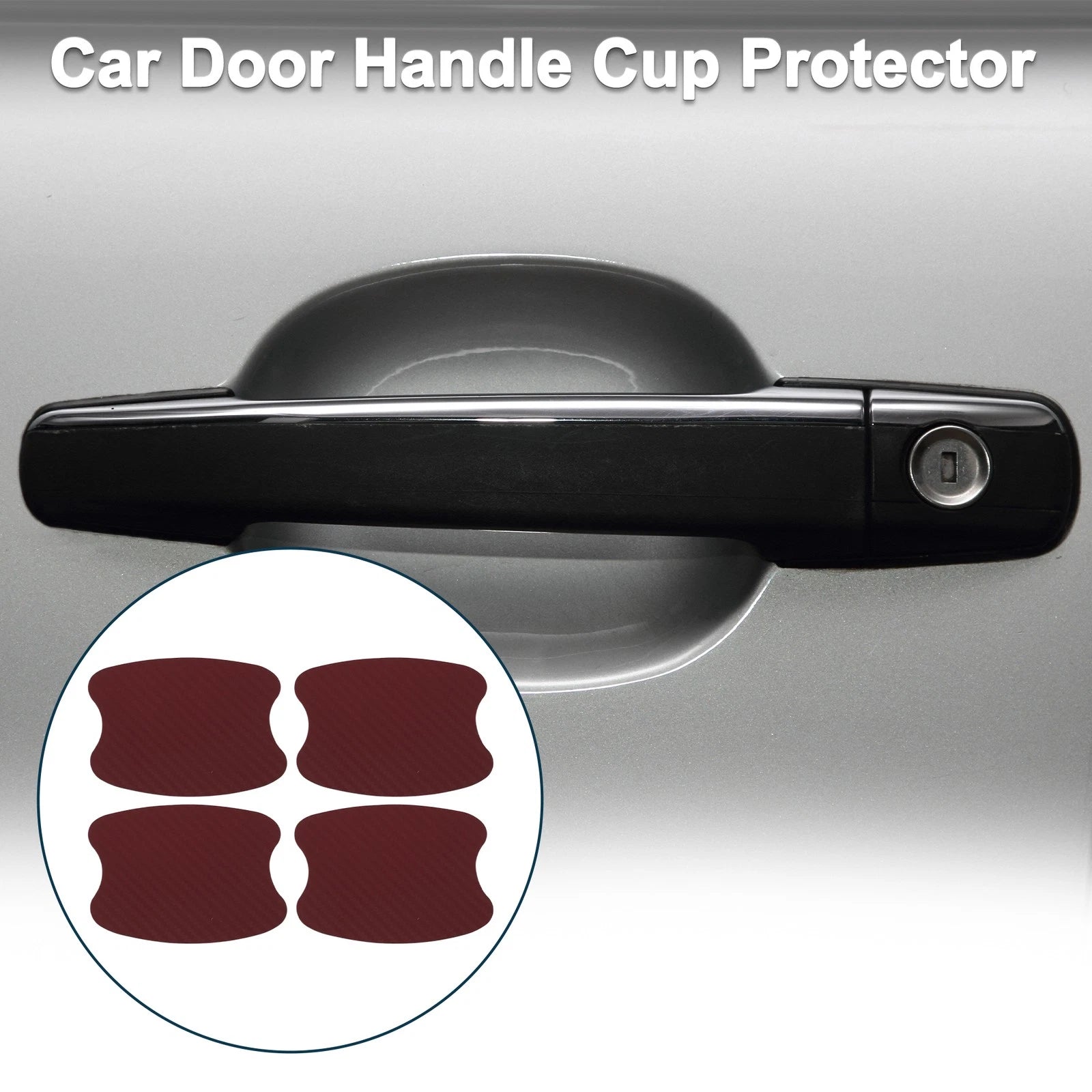 Car Door Handle Scratch Protector for (73x95mm, Carbon Fiber)