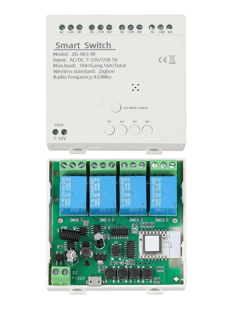 Remote Controlled ZigBee 4 Channel Relay Module with Voice Features