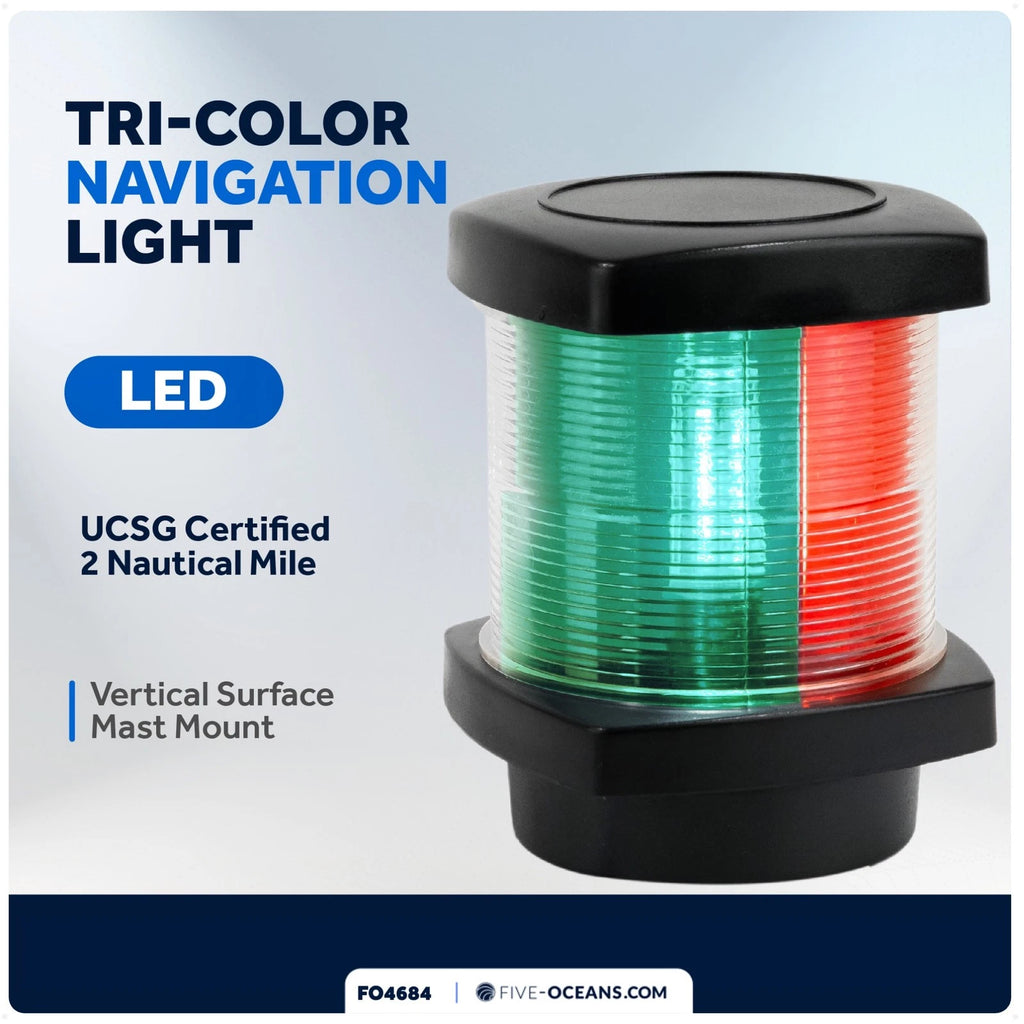 LED Tri-Color Navigation Light for Boats (12V DC, Vertical Mount)