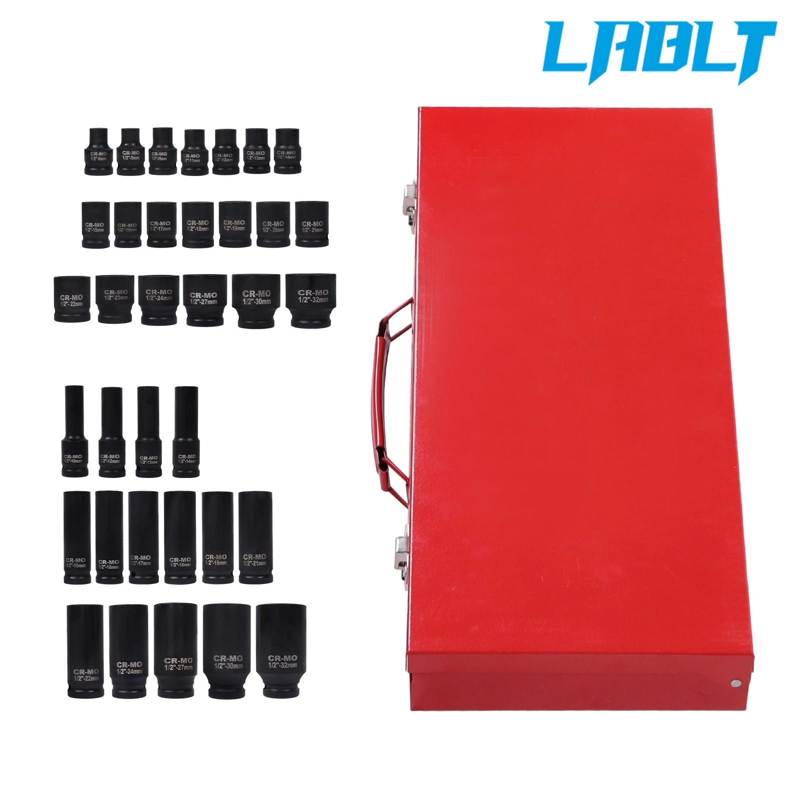 35pcs 1/2" Deep Impact Socket Set for Garage (8-32mm)