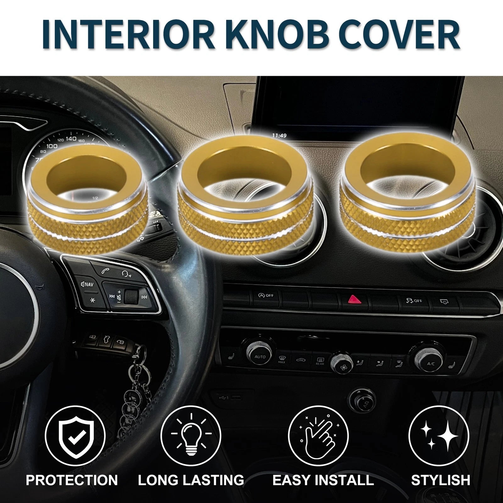 AC Climate Heater Switch Knob Cover Ring for Audi A3 8V (2014–2020)