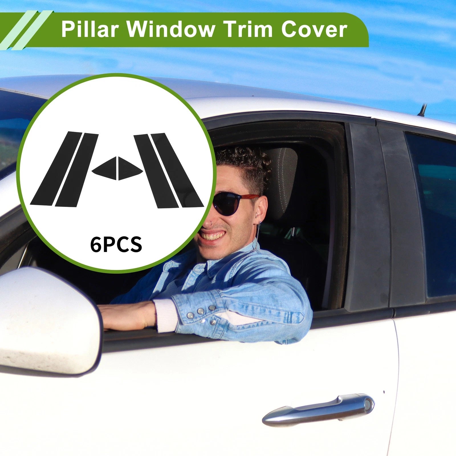 6 Pcs Pillar Window Trim Replacement for Dodge Charger (2006–2010) Black