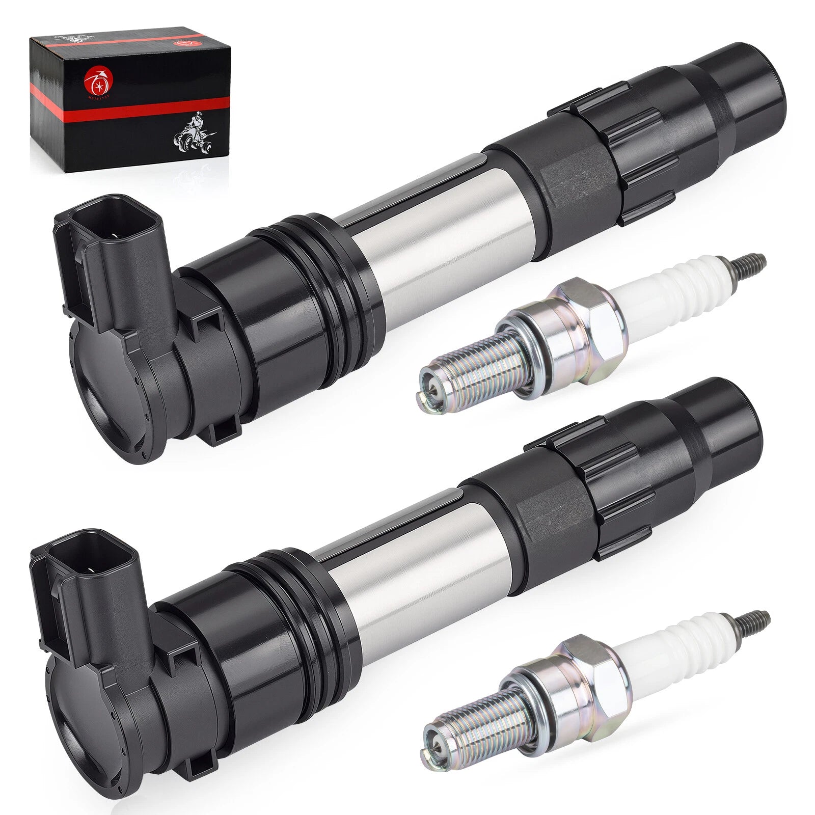 2Pcs Ignition Coils & Iridium Spark Plugs for Kawasaki Ninja 300 (2013–2017)