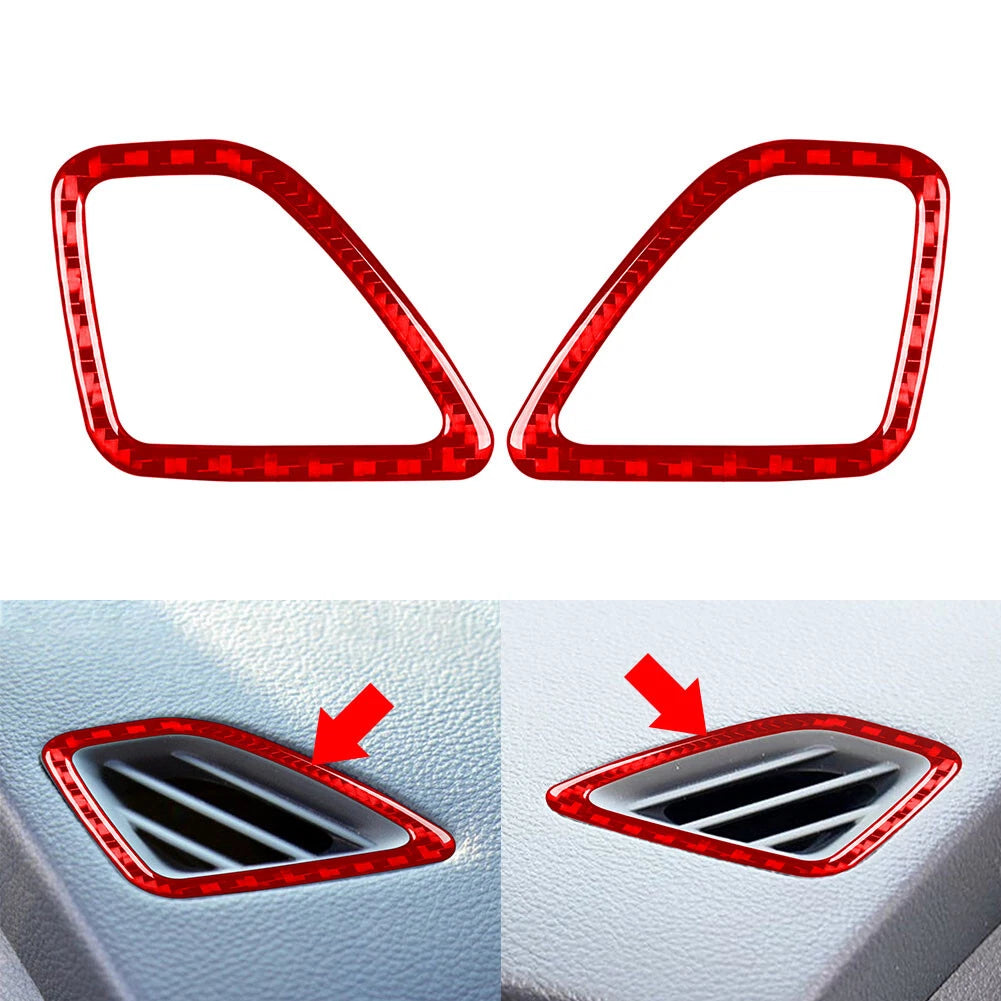 2X Carbon Red Dashboard Air Vent Outlet Cover Trim for Jeep Cherokee (2014–2023)