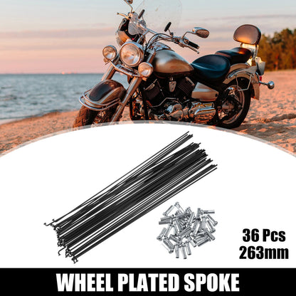 Bicycle Spoke Set 14G 263mm Steel with Nipples for Most Bikes (Universal)